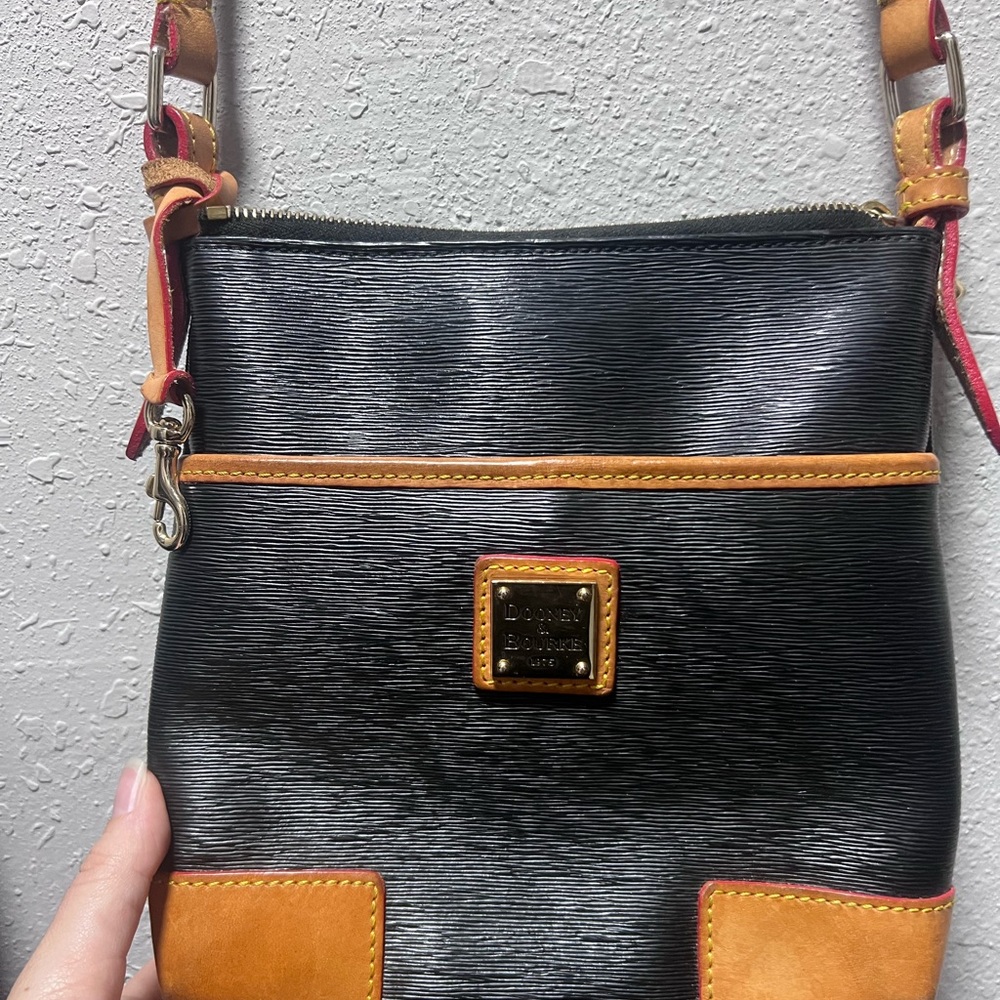 Dooney & Bourke Black and Tan Crossbody Designer Bag